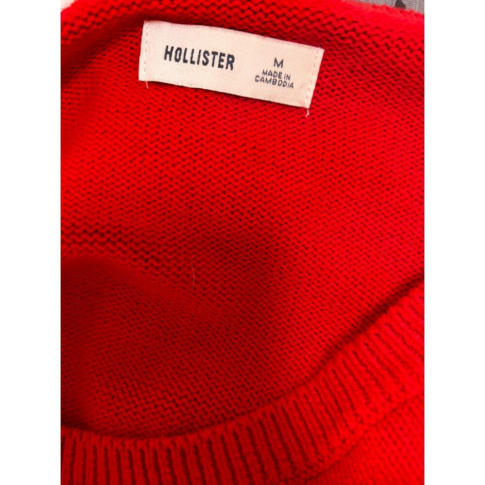 Hollister American Flag Heart Sweater Red Knit Pullover Patriotic USA Med - Picture 3 of 4